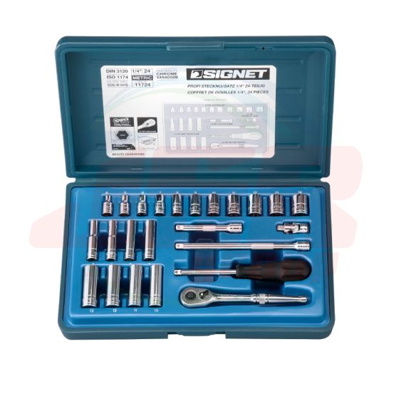 11724 | 1/4” 24PCS SOCKET SET MM W/11594 IN BLOW MOLD CASE | SIGNET