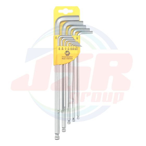 SERIES 411 - HEXAGON KEY WRENCHES WITH BALLPOINT SB-PLASTIC CLIP • EXTRA LONG, CV-STEEL INCH| HAFU