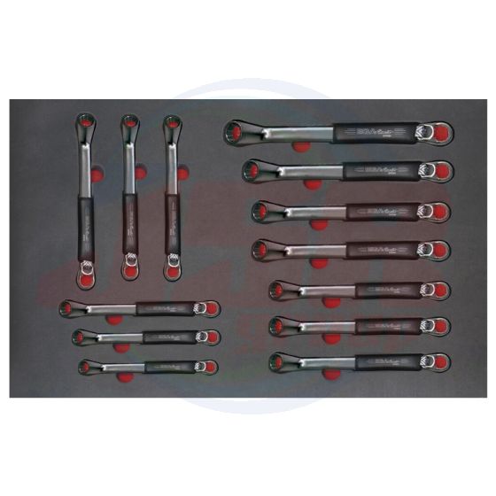AD500247 | Tray set of double offset ring wrenches antidrop ANTIDROP TOOLS | EGA MASTER