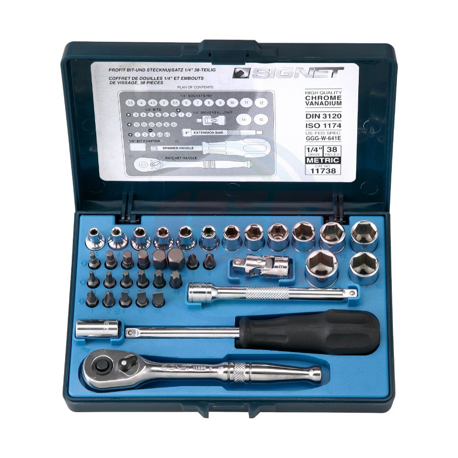 11738 | 1/4” 38PCS METRIC BIT&SOCKET SER (RATCHET 11594) | SIGNET ...