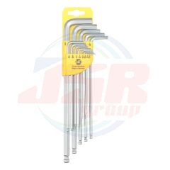 SERIES 411 - HEXAGON KEY WRENCHES WITH BALLPOINT SB-PLASTIC CLIP • EXTRA LONG, CV-STEEL INCH| HAFU