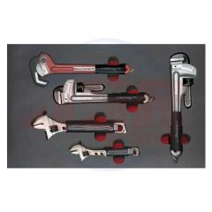 AD500277 |Tray set of adjustable, mastergrip, pipe wrenches ANTIDROP TOOLS | EGA MASTER