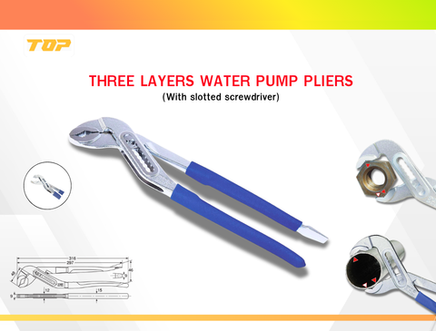 TOP - THREE LAYERS WATER PUMP PLIERS (With slotted screwdriver) | JSR GOUP