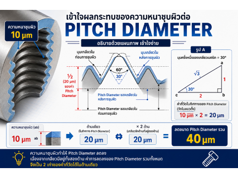 No.052 ความหนาของการชุบและต๊าปโอเวอร์ไซส์ YAMAWA