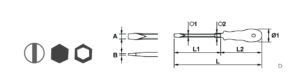 Electrician Screwdriver ไขควงปากแบน (มิล) Ega Master table