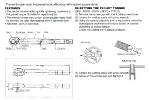 Qspk - Pre-set, Ratchet Torque Wrenches ประแจปอนด์แบบปรับตั้งแรงขันตายตัว หัวฟรีซ้าย-ขวา BESTOOL-KANON table