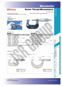 Screw Thread Micrometers SERIES 125 Mitutoyo table