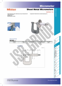 Sheet Metal Micrometers SERIES 119 Mitutoyo table